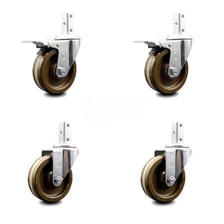 Service Caster 4 Inch High Temp Phenolic 7/8 Inch Square Stem Caster Total Lock Brake SCC, 2PK SCC-SQTTL20S414-PHSHT-78-2-S-2